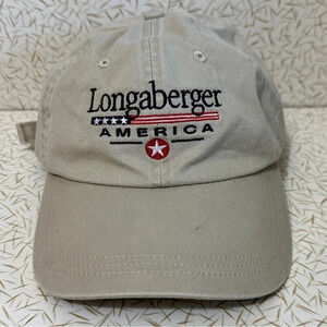 Vintage LONGABERGER America Ahead Strapback Baseball Ball Cap Hat Embroidered